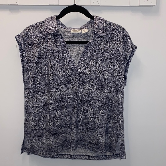Rachel Zoe 100 % Linen Blue and White Women's Top - Picture 1 of 5
